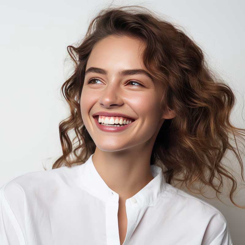 Pretty girl wearing braces smiling cheerfully
