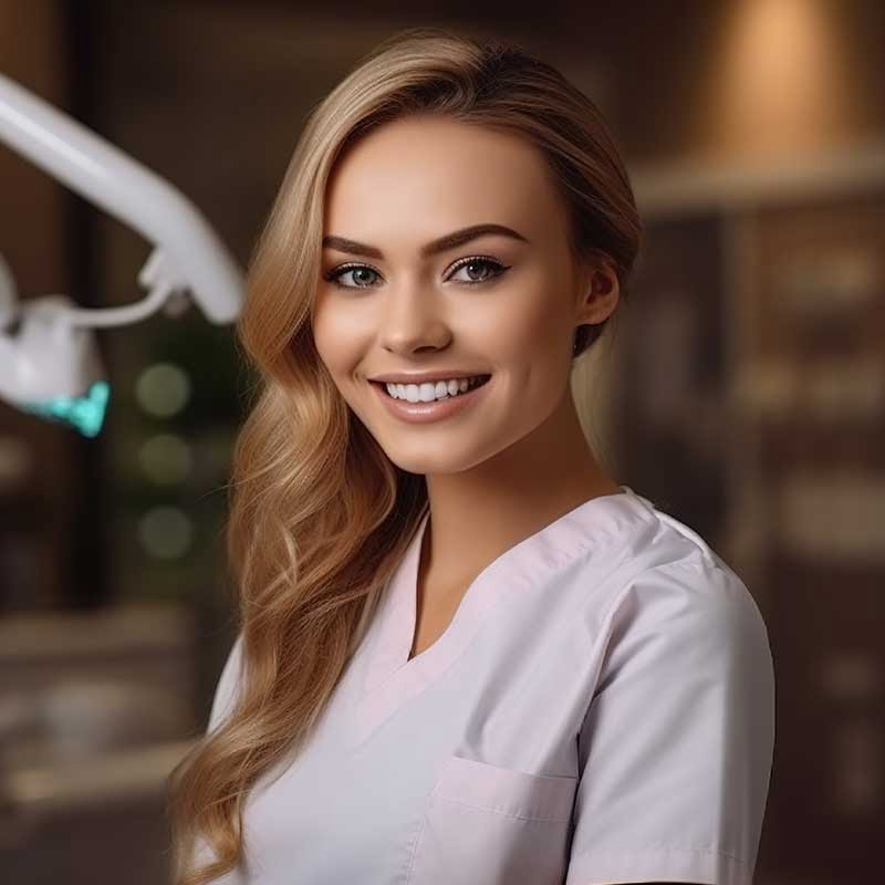 Pretty girl wearing braces smiling cheerfully
